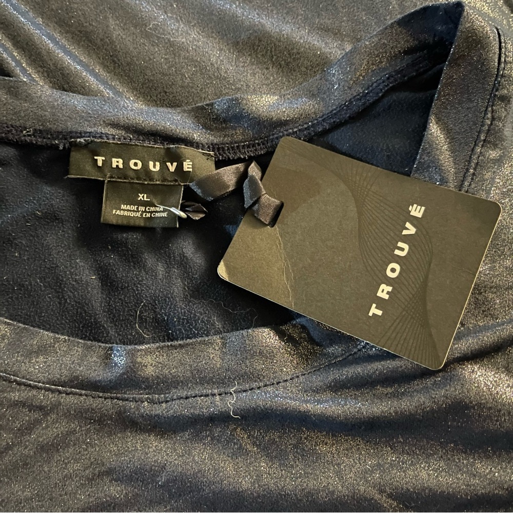 Trouve Metallic Blue Soft, Shiny & Stretchy Tee Sz XL NWT - Picture 3 of 5
